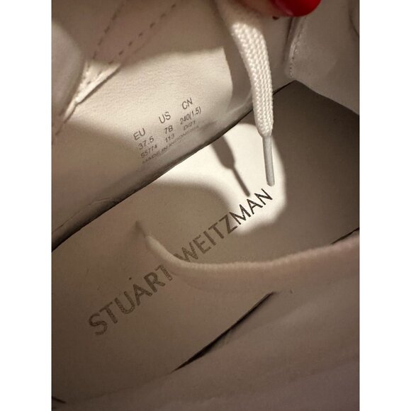 STUART WEITZMAN Ryan White Leather Sport Hi Top Sneakers Size 37.5/7.5 - Picture 5 of 7